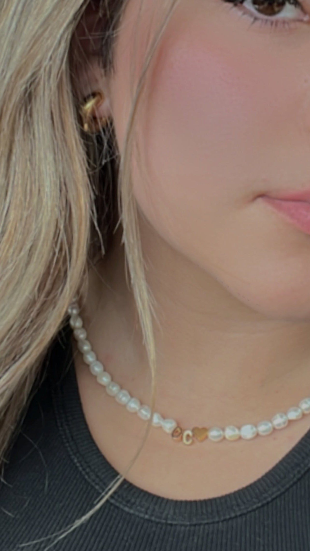 Amelia Necklace – Natural Pearl Necklace with Initials & Heart