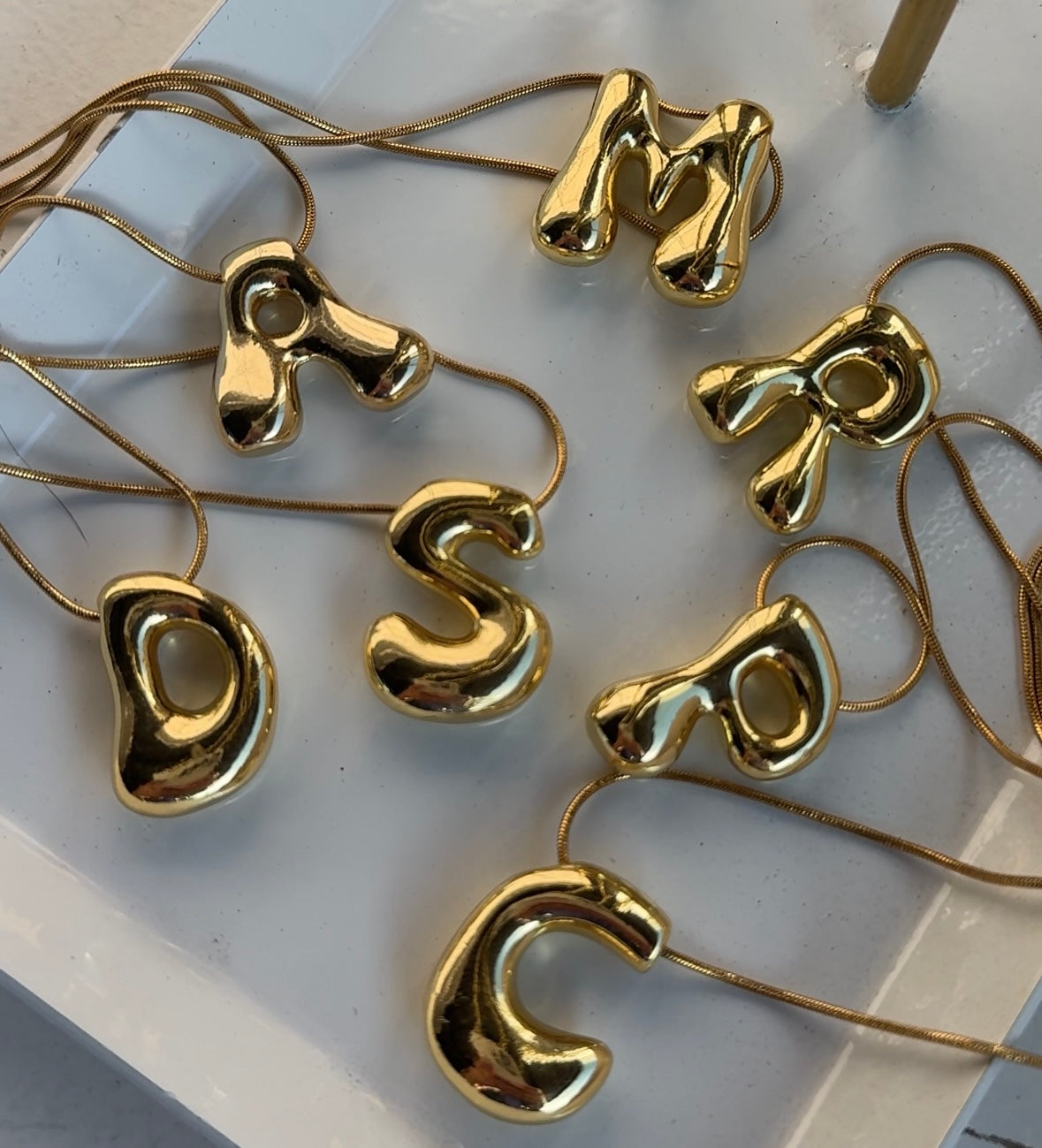 Renata Necklace - Gold Balloon Initial Necklace