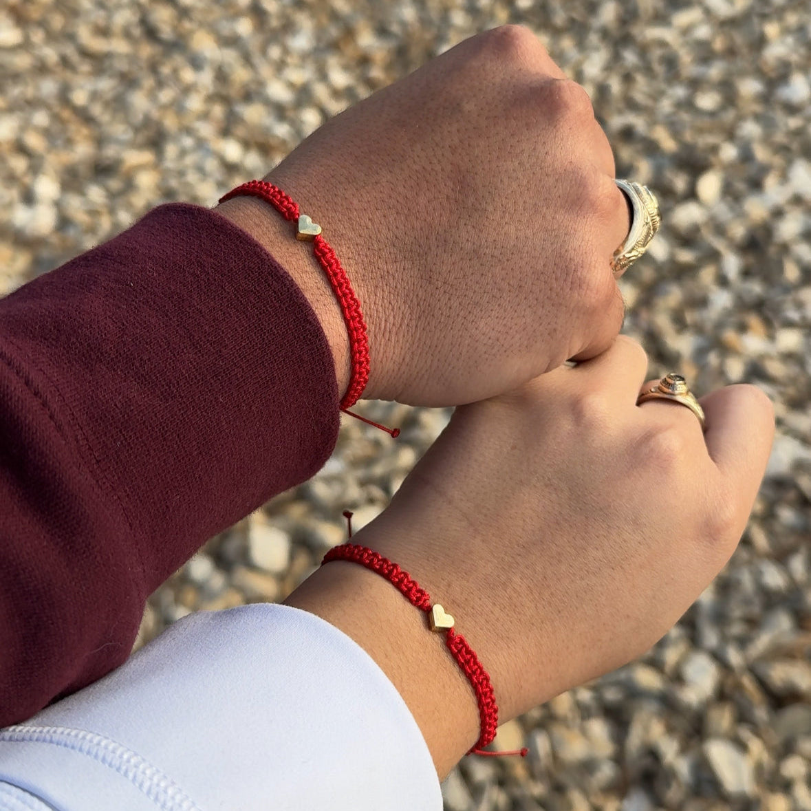 Eros Bracelets - Couple Macrame Bracelet with Gold Heart