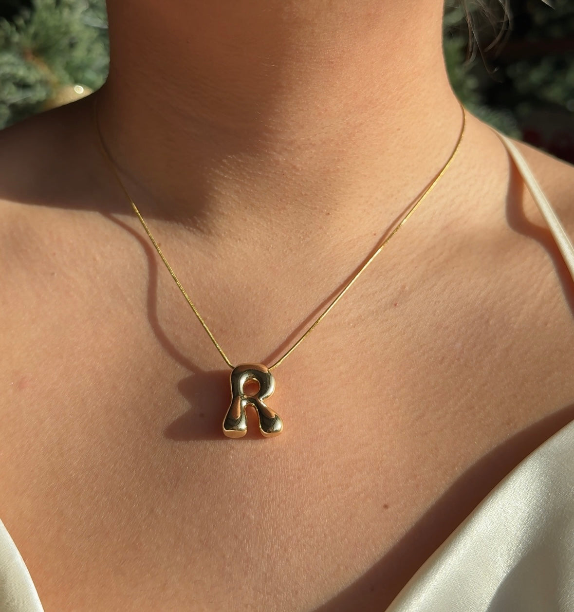 Renata Necklace - Gold Balloon Initial Necklace