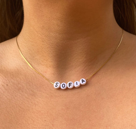 Sofia Necklace - Personalized Gold Chain with Name in Plastic Letters